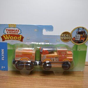 Flynn Fire Truck & Tender Exposed Wood Thomas & Friends Wooden Railway Engine
